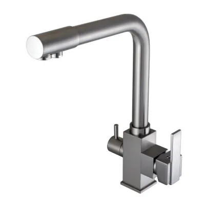 Смеситель для кухни под осмос Globus Lux Lazer GLLR-0100-8-STSTEEL сталь